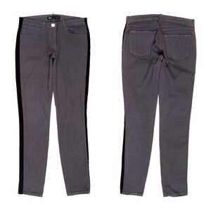 3X1 Grey Mid-Rise Skinny Jeans Black Stripe